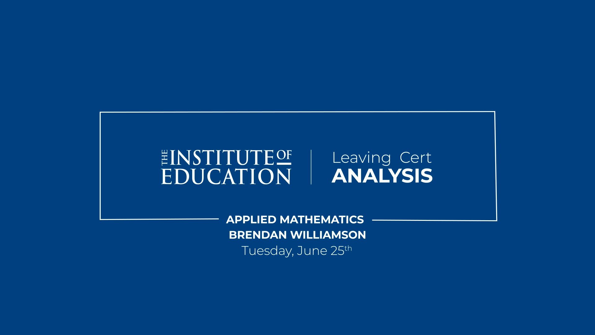 Leaving Certificate Applied Mathematics (H) Review